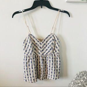 Embroidered Gingham/Flower Tank Top